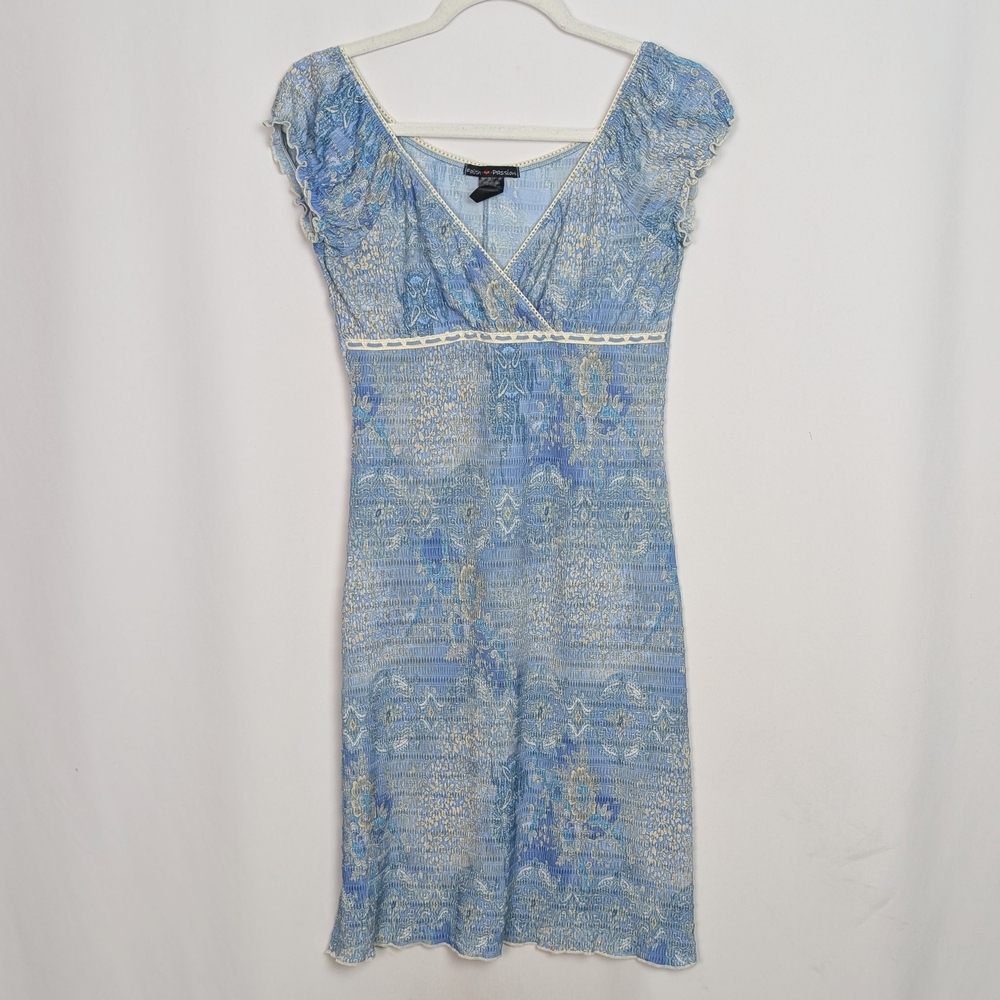 Vintage Y2K 90s Faith Passion sz. M Floral Fairy Babydoll Dress Cottagecore Knit